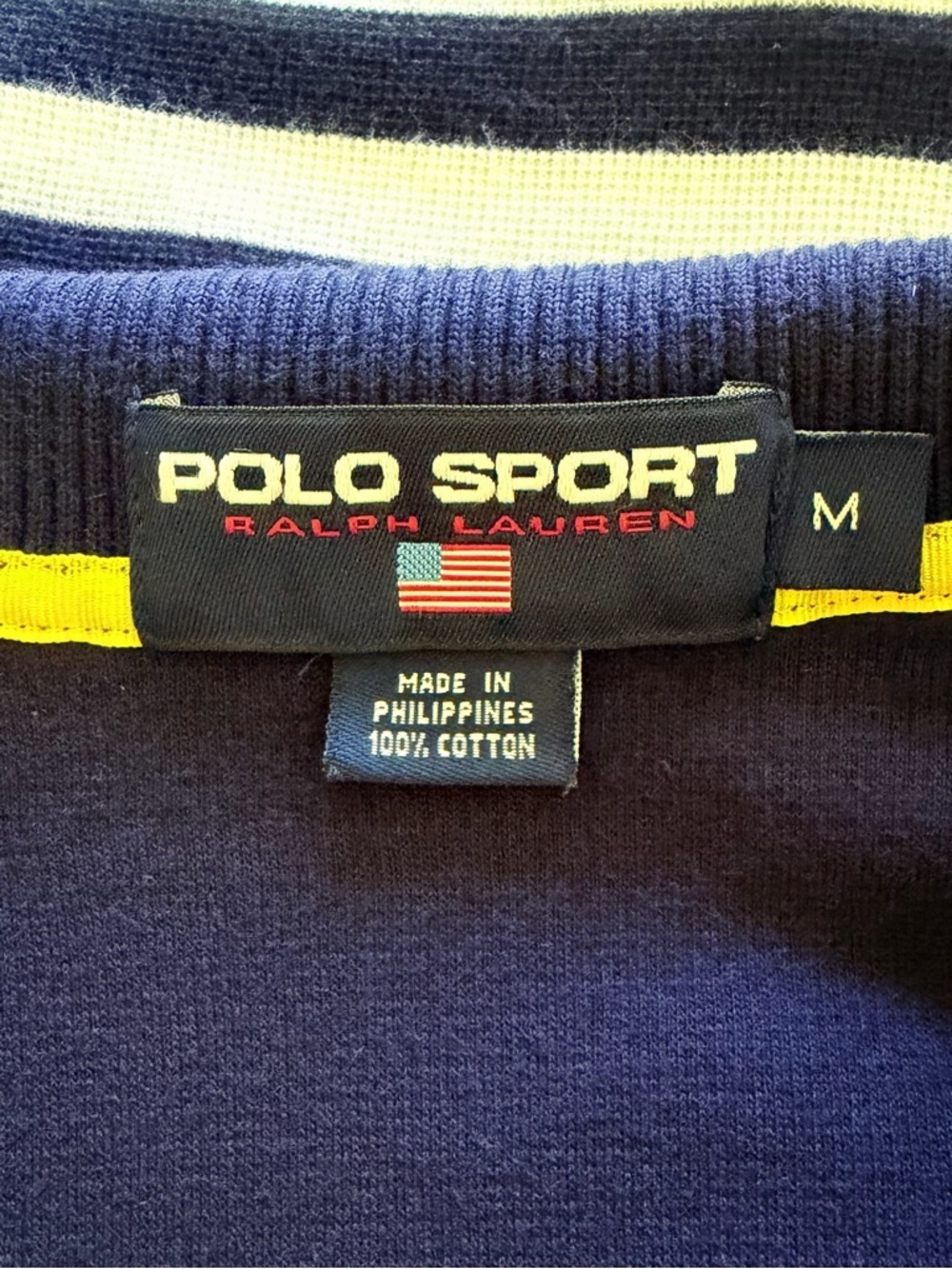 VTG Polo Sport Ralph Lauren Striped Polo Shirt Mens Cotton Classic 90s Size M - Picture 10 of 12